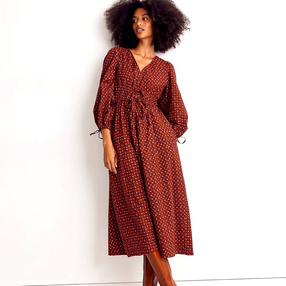 Madewell Sophia tie-front Midi Dress in teaberry floral